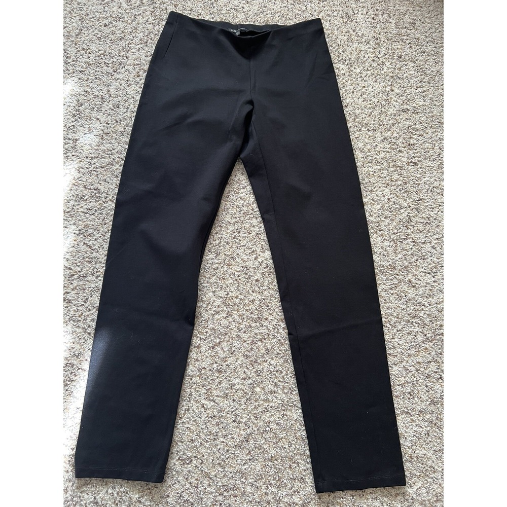 EILEEN FISHER $148 Solid Black Rayon Nylon Spandex Straight Pants Sz S